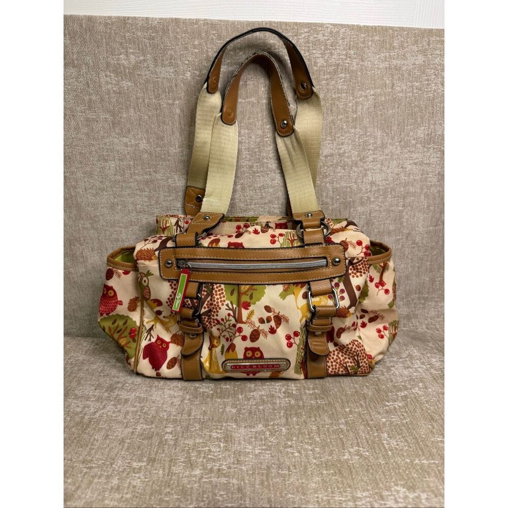 Lily Bloom Women's Woodland Owl Triple Section Satchel Shoulder Bag Multicolor